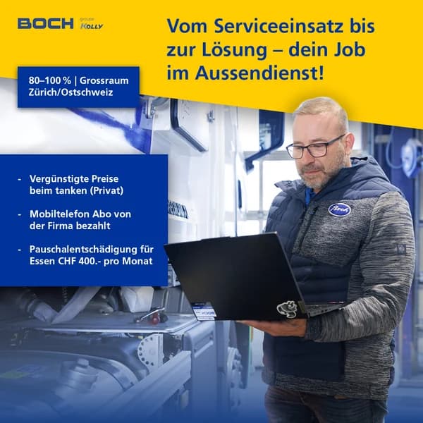 Stellenanzeige von Boch: Vom Serviceeinsatz bis zur Lösung, dein Job im Aussendienst! 80–100 %, Grossraum Zürich und Ostschweiz