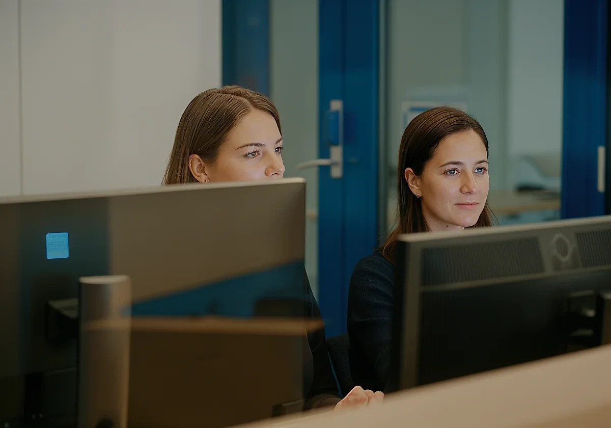 Recruiterin am Laptop beim Erfassen einer Stellenausschreibung