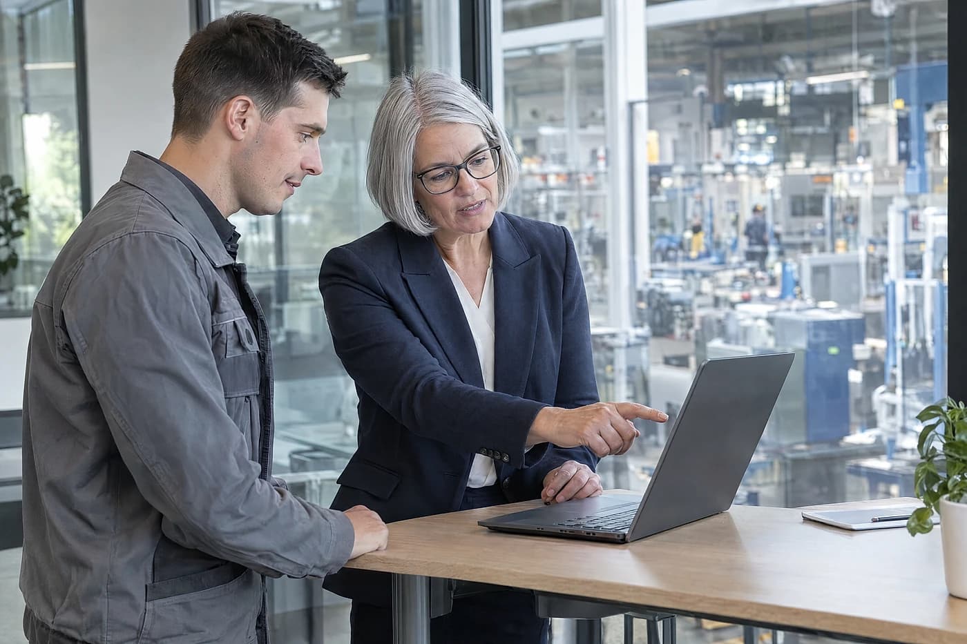 HR-Leiterin und Teamleiter der Produktion besprechen ein Kandidatenprofil